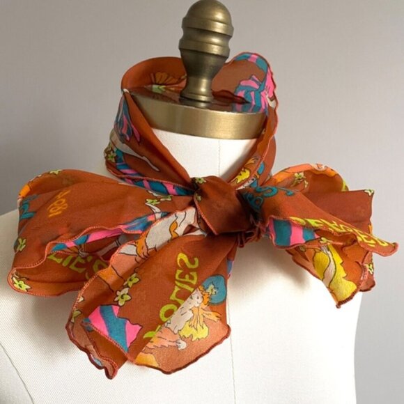 Vintage French Cancan Art Deco Girls Long Chiffon Scarf - Picture 10 of 11